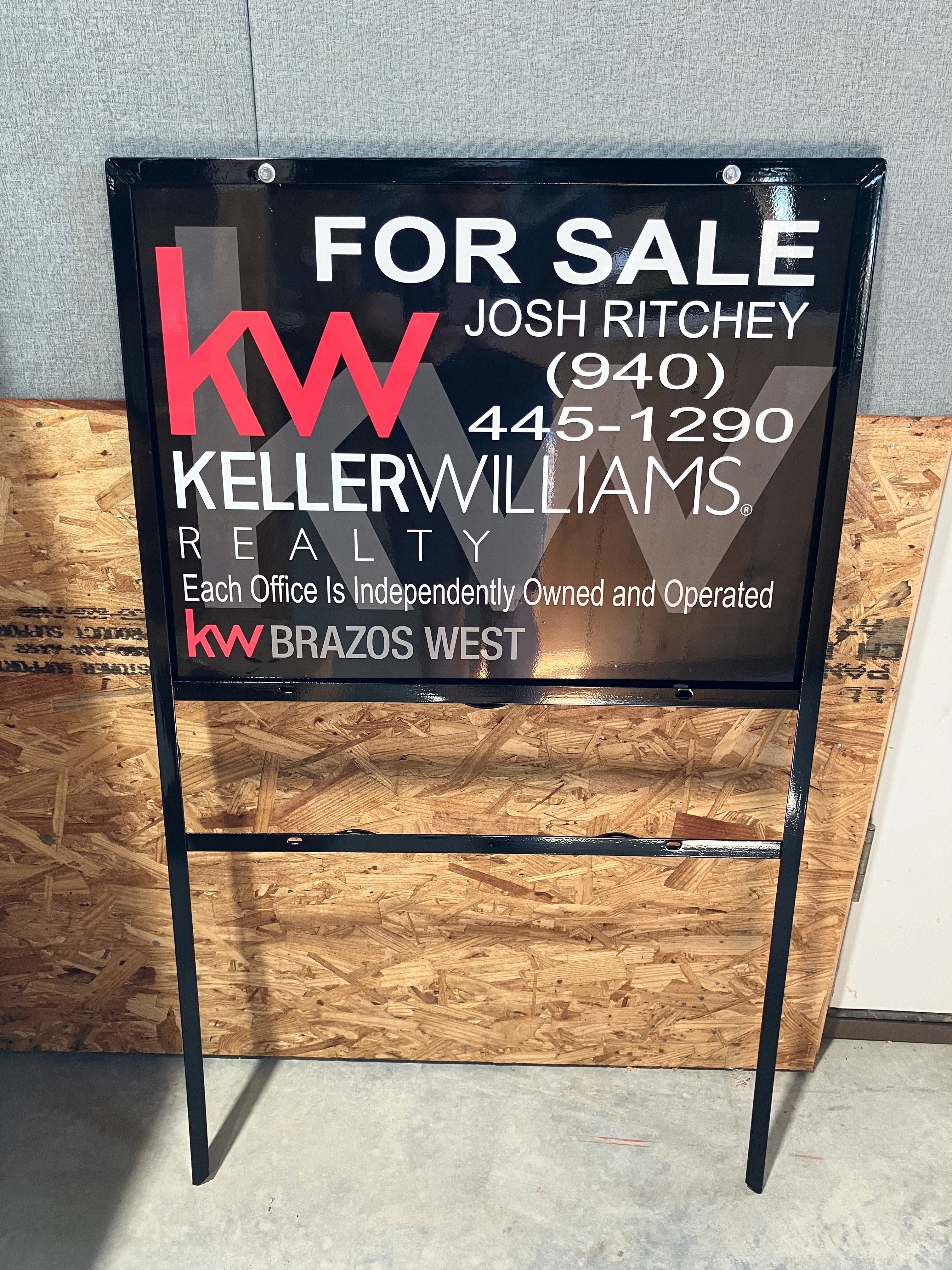 Keller Williams Realty For Sale yard sign with agent name and phone number